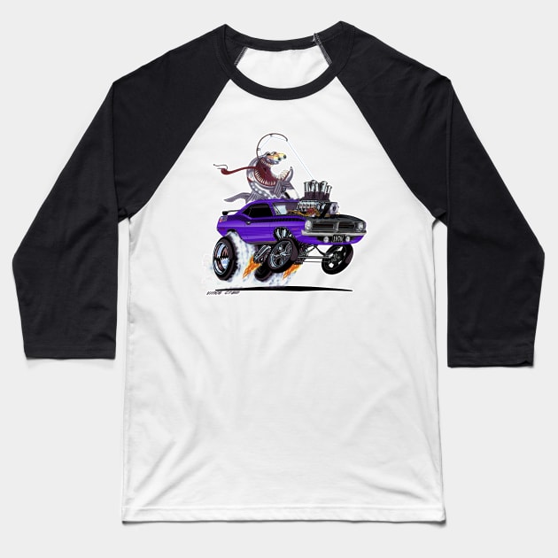 FISHTAILIN 1970 HEMI 'cuda plum crazy Baseball T-Shirt by vincecrain